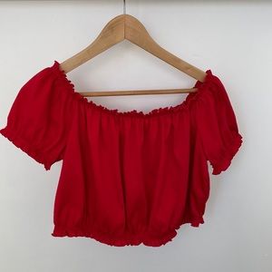 H&M Red Cropped Top - Size L
